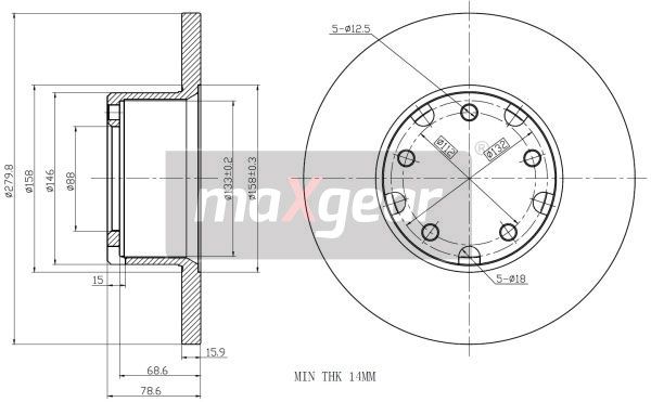 TARCZA HAMULCOWA PRZÓD MERCEDES 207-507 05 77-02 96 280X16 MaXgear 19-0779