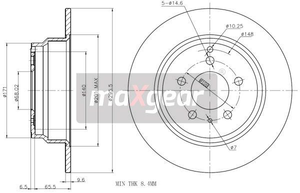 TARCZA HAMULCOWA TYŁ VOLVO S70 V70 850 94- MaXgear 19-0975