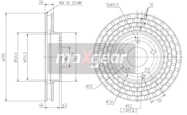 TARCZA HAMULCOWA PRZÓD MERCEDES W211 02- 200-350B CDI 295MM MaXgear 19-1034