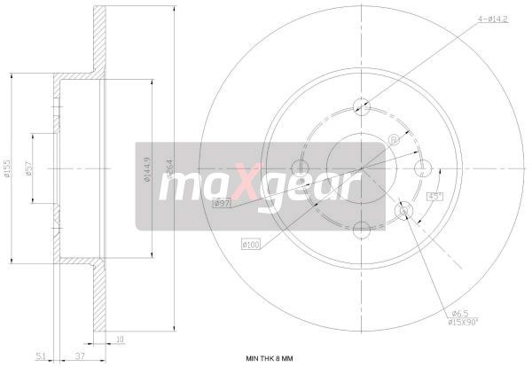 TARCZA HAMULCOWA TYŁ OPEL MERIVA COMBO 01- MaXgear 19-1020