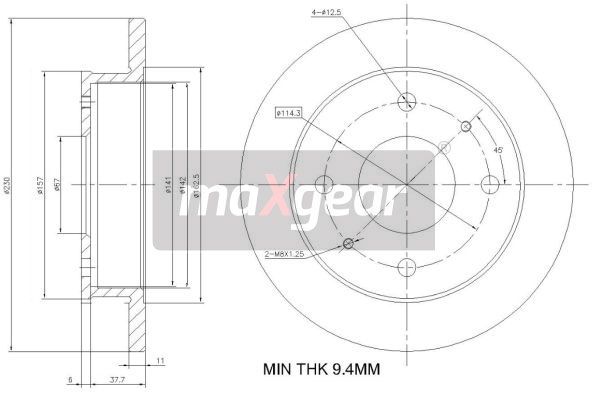 TARCZA HAMULCOWA PRZÓD HYUNDAI ATOS MaXgear 19-0932