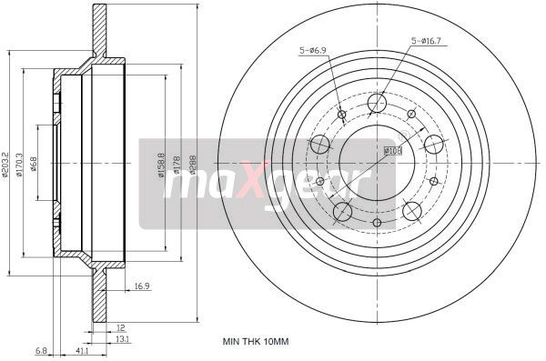 TARCZA HAMULCOWA TYŁ VOLVO S60 S80 V70 MaXgear 19-1022