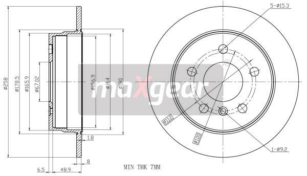 TARCZA HAMULCOWA TYŁ MERCEDES W169 B-KLASA MaXgear 19-1225