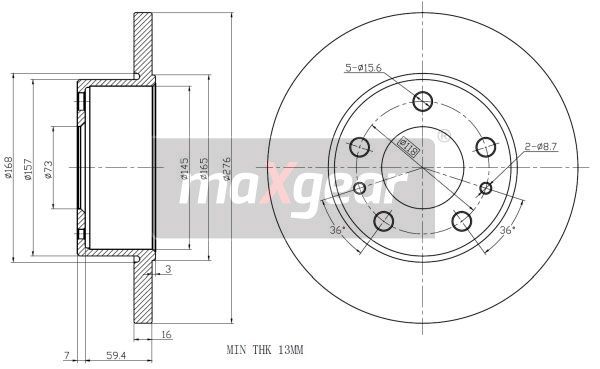 TARCZA HAMULCOWA TYŁ IVECO DAILY 00- MaXgear 19-1230