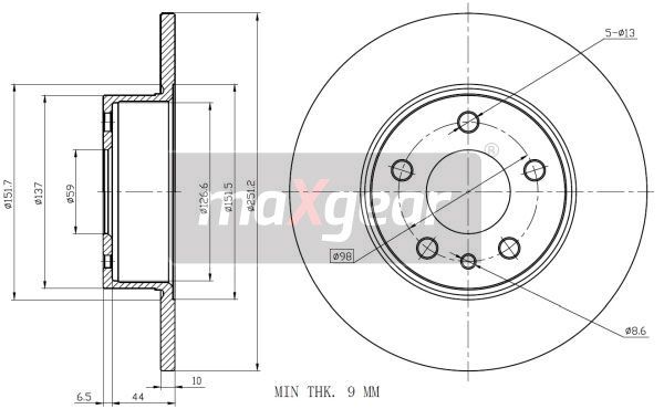 TARCZA HAMULCOWA TYŁ ALFA ROMEO 156 97- MaXgear 19-0981