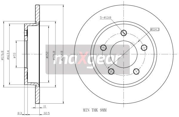TARCZA HAMULCOWA TYŁ MAZDA 3 03- MaXgear 19-1011