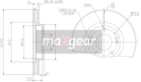 TARCZA HAMULCOWA PRZÓD KIA CEED I30 SPORTAGE TUCSON IX20 CARENS 06- MaXgear 19-0939