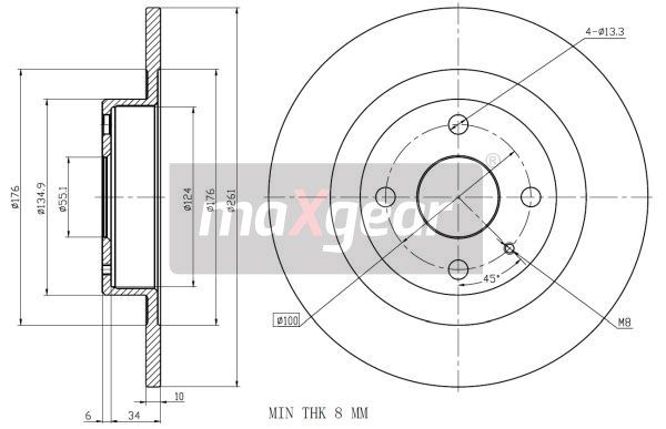 TARCZA HAMULCOWA TYŁ MAZDA 323 98- MaXgear 19-0941