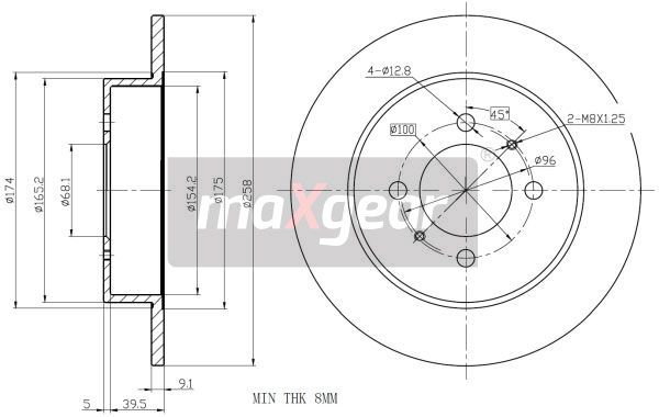 TARCZA HAMULCOWA TYŁ NISSAN ALMERA 95- MaXgear 19-0956