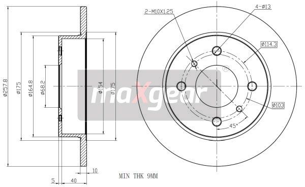 TARCZA HAMULCOWA TYŁ NISSAN PRIMERA 90-/96-/ALMERA 00- MaXgear 19-0958