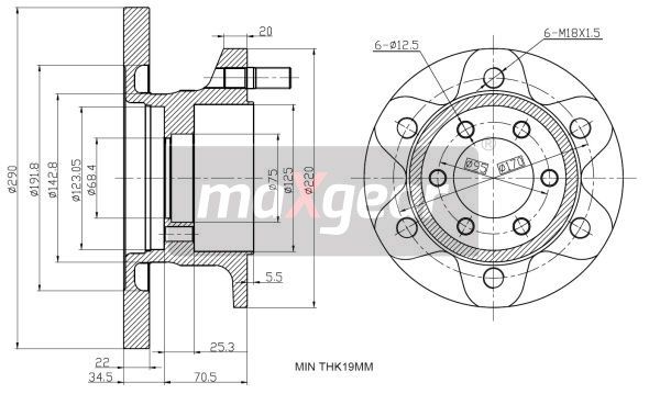 TARCZA HAMULCOWA PRZÓD IVECO 96- MaXgear 19-1164