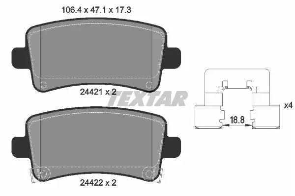 Klocki hamulcowe tył Opel INSIGNIA 08- 1,6-2,0 CDTI Textar 2442101