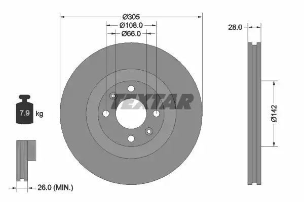 Klocki hamulcowe przód Peugeot 406 COUPE 95- 3,0 305X Textar 92097103