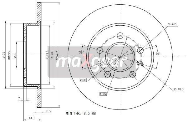TARCZA HAMULCOWA TYŁ RENAULT LAGUNA 5ŚR MaXgear 19-1184