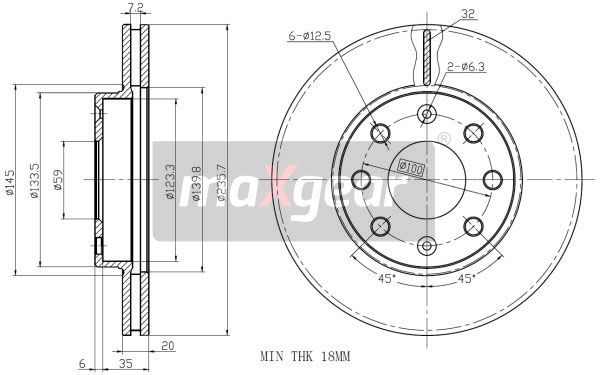 TARCZA HAMULCOWA PRZÓD CHEVROLET AVEO 04- 13 KALOS SPARK MaXgear 19-1258