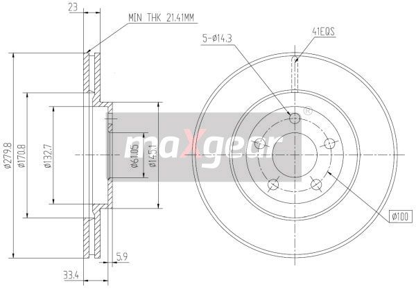 TARCZA HAMULCOWA PRZÓD CHRYSLER CRUISE MaXgear 19-0916