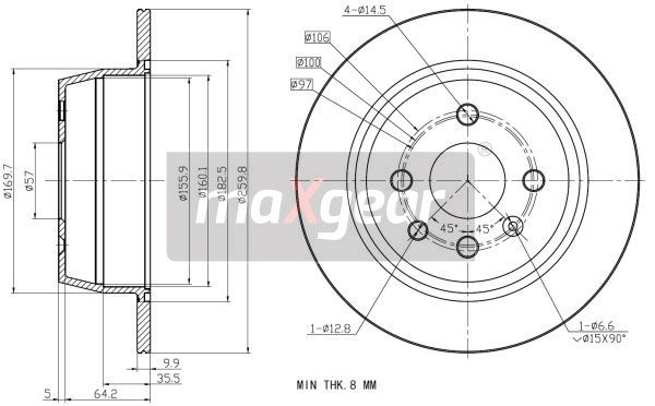 TARCZA HAMULCOWA TYŁ OPEL ASTRA F VECTRA A MaXgear 19-0984