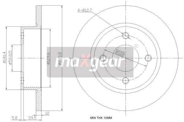 TARCZA HAMULCOWA PRZÓD NISSAN MICRA 93- MaXgear 19-0953
