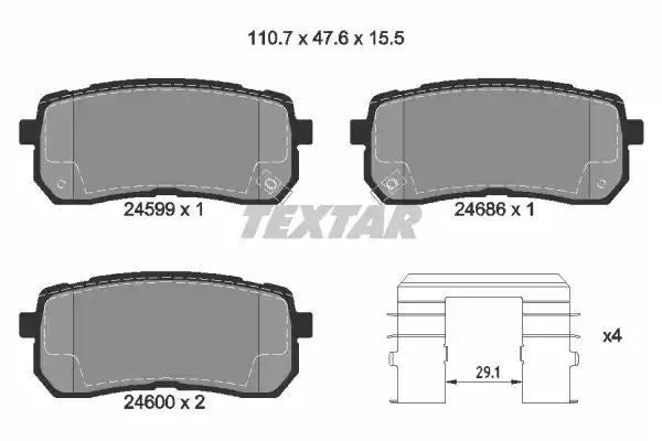 Klocki hamulcowe tył KIA CARNIVAL 05- IX55 08- Textar 2459901