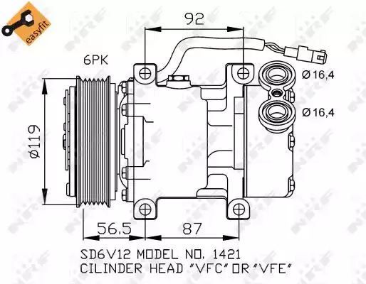 KOMPRESOR KLIMATYZACJI CITROEN XSARA SD6V12 NRF 32244