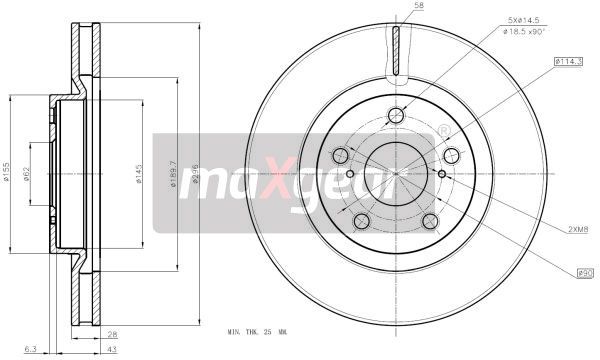 TARCZA HAMULCOWA PRZÓD TOYOTA RAV4 2,0 06- MaXgear 19-1866