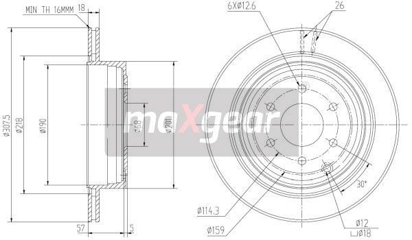TARCZA HAMULCOWA TYŁ NISSAN NAVARA 05- 307x18 MaXgear 19-1872