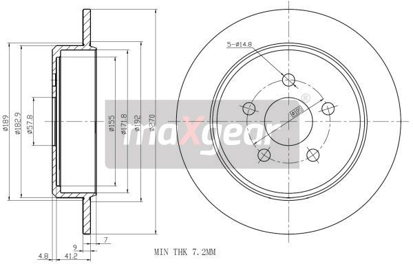 TARCZA HAMULCOWA TYŁ CHRYSLER PT CRUISER 00- 270X9 WYS 53MM MaXgear 19-0914