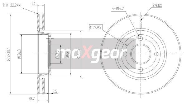 TARCZA HAMULCOWA PRZÓD FORD MONDEO 93- MaXgear 19-1001