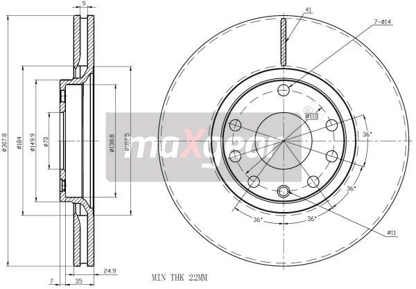 TARCZA HAMULCOWA PRZÓD OPEL ZAFIRA B ASTRA H MERIVA B 1,6/1,7/1,9CDTI 308MM MaXgear 19-1019