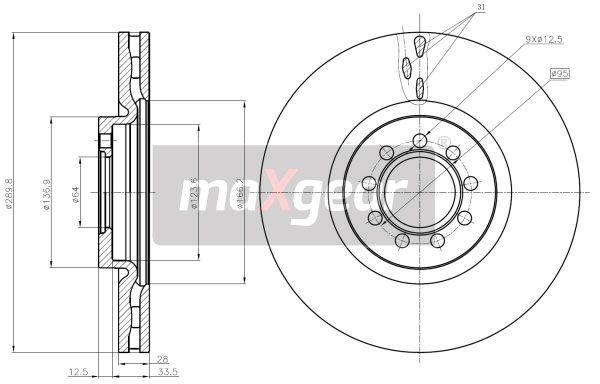 TARCZA HAMULCOWA PRZÓD IVECO DAILY 06- 35C14 290X28 MaXgear 19-1336