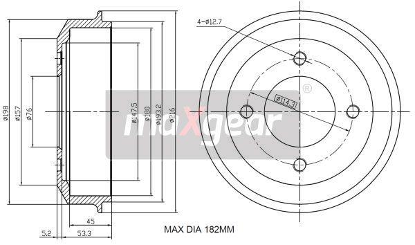 BĘBEN HAMULCOWY HYUNDAI ACCENT 96-99 MaXgear 19-1345