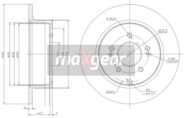 TARCZA HAMULCOWA TYŁ HYUNDAI SANTA FE TRAJET MaXgear 19-1864