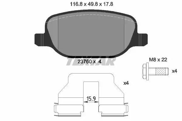 Klocki hamulcowe tył Alfa Romeo 159 05- Lancia THESIS 02- Textar 2376001