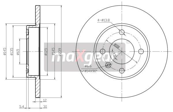 TARCZA HAMULCOWA PRZÓD 12MM PASSAT GOLF VENTO AUDI 80 2 MaXgear 19-0681