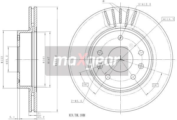 TARCZA HAMULCOWA PRZÓD LAND ROVER FREELANDER 00- 277x2 MaXgear 19-1830