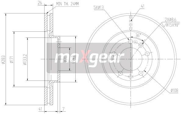 KLOCKI HAMULCOWE PRZÓD PEUGEOT 407 04- 508 607 XM 283X26MM MaXgear 19-1038