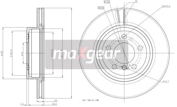 TARCZA HAMULCOWA PRZÓD BMW E83 X3 04- 325x25 MaXgear 19-1841