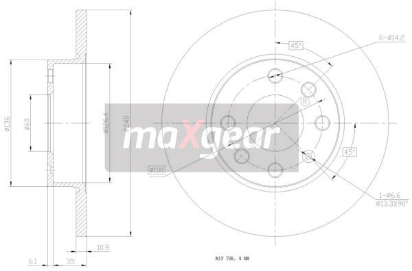 TARCZA HAMULCOWA PRZÓD OPEL CORSA C 00- 1,0-1,7 MaXgear 19-0795