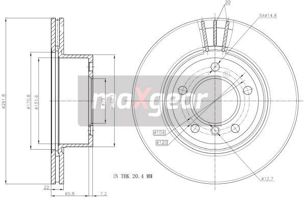 TARCZA HAMULCOWA PRZÓD BMW E87 118-120 E90 318 292X22 MaXgear 19-1310