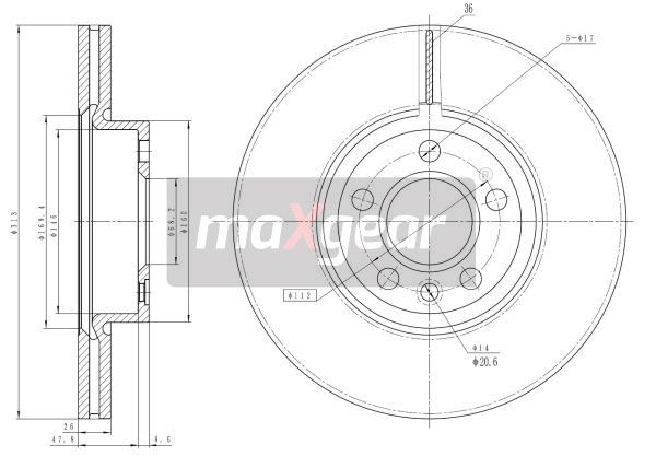 TARCZA HAMULCOWA PRZÓD VW T4 98- 313X26 16 MaXgear 19-1024