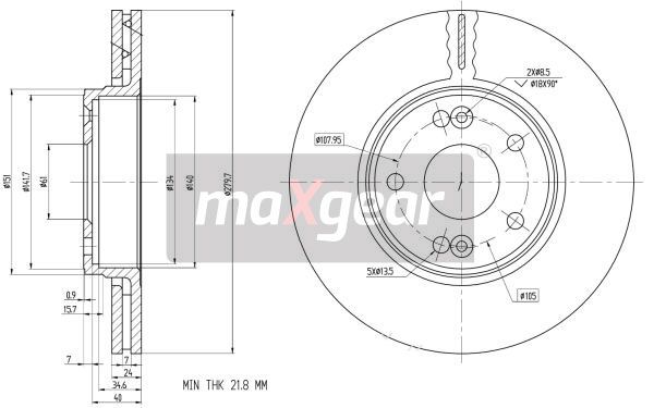 TARCZA HAMULCOWA PRZÓD RENAULT LAGUNA 1,9DCI 01- 280X2 MaXgear 19-1299