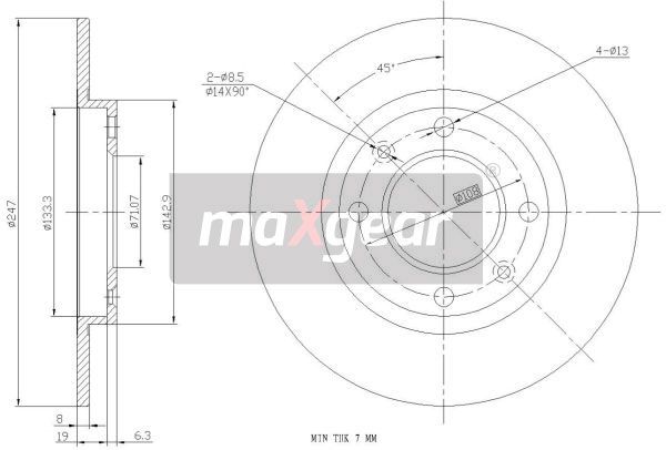 TARCZA HAMULCOWA TYŁ PEUGEOT 306 XSARA 206 ZX MaXgear 19-0769