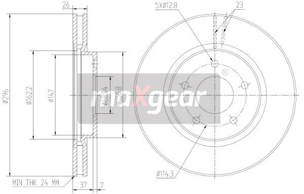 TARCZA HAMULCOWA PRZÓD NISSAN QASHQAI 1,6 2,0DCI 07- MaXgear 19-1816