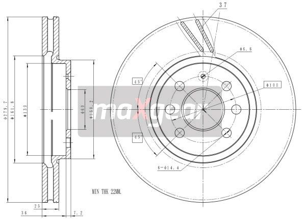 TARCZA HAMULCOWA PRZÓD OPEL ASTRA H 1,4/1,6/1,7CDTI MaXgear 19-1065