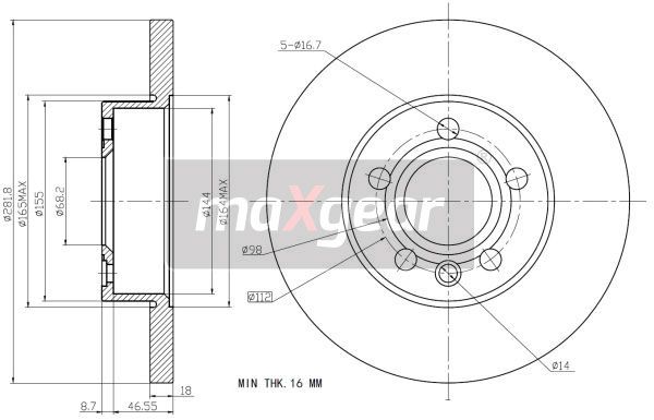 TARCZA HAMULCOWA PRZÓD VW T4 96- MaXgear 19-0990