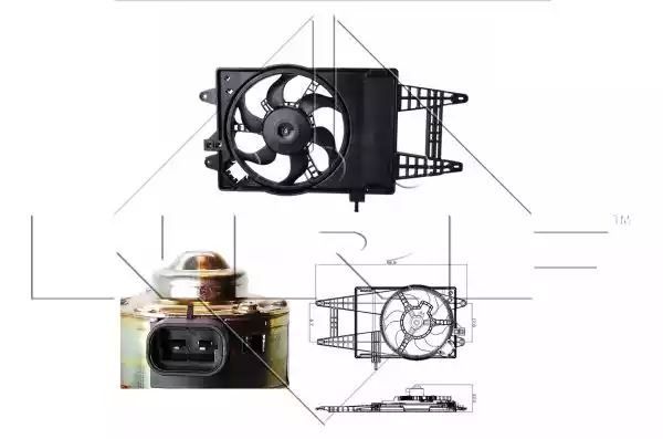 Wentylator chłodnicy Fiat PUNTO -06  IDEA 04- 110W  z obudową  -AC NRF 47243