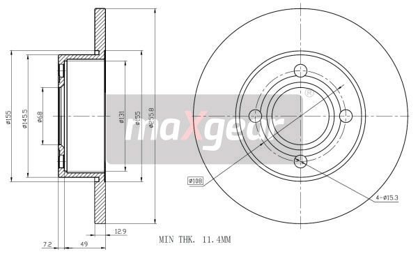 TARCZA HAMULCOWA PRZÓD VW AUDI 80 100 MaXgear 19-0985