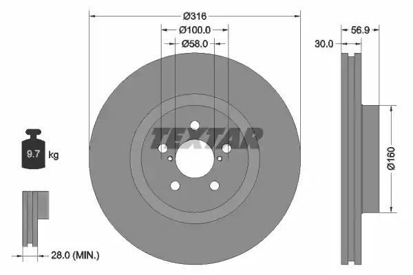 Tarcza hamulcowa przód Subaru LEGACY OUTBACK 03- Textar 92236503