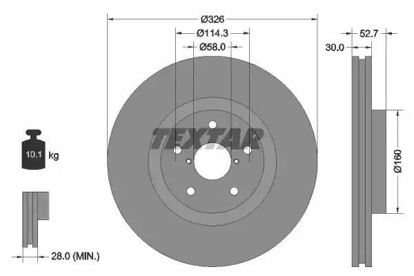 Tarcza hamulcowa przód Subaru IMPREZA 01- WRX STI Textar 92194303