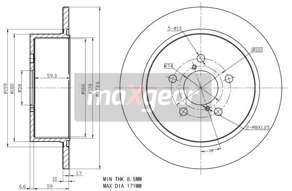 TARCZA HAMULCOWA TYŁ SUBARU LEGACY 03- MaXgear 19-2356